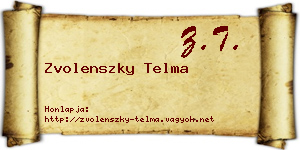Zvolenszky Telma névjegykártya